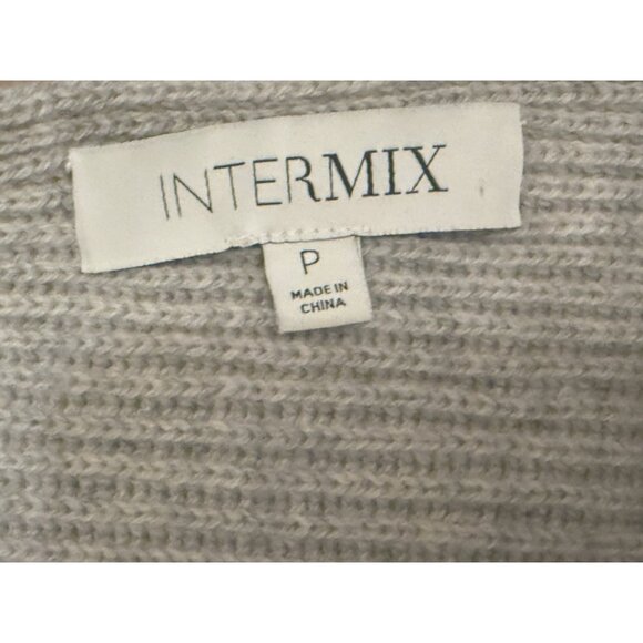 Intermix Gray Wool-Blend Ribbed Knit Sweater With Thumbholes Womens P - Picture 5 of 9
